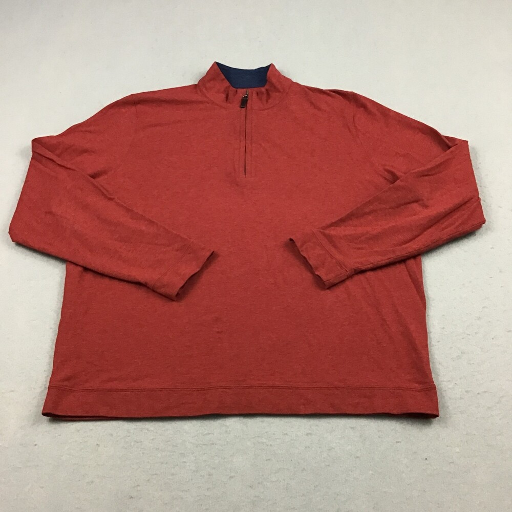J. McLaughlin Sweater Men Extra Large Red Performance 1/4 Zip Pullover Pima XL